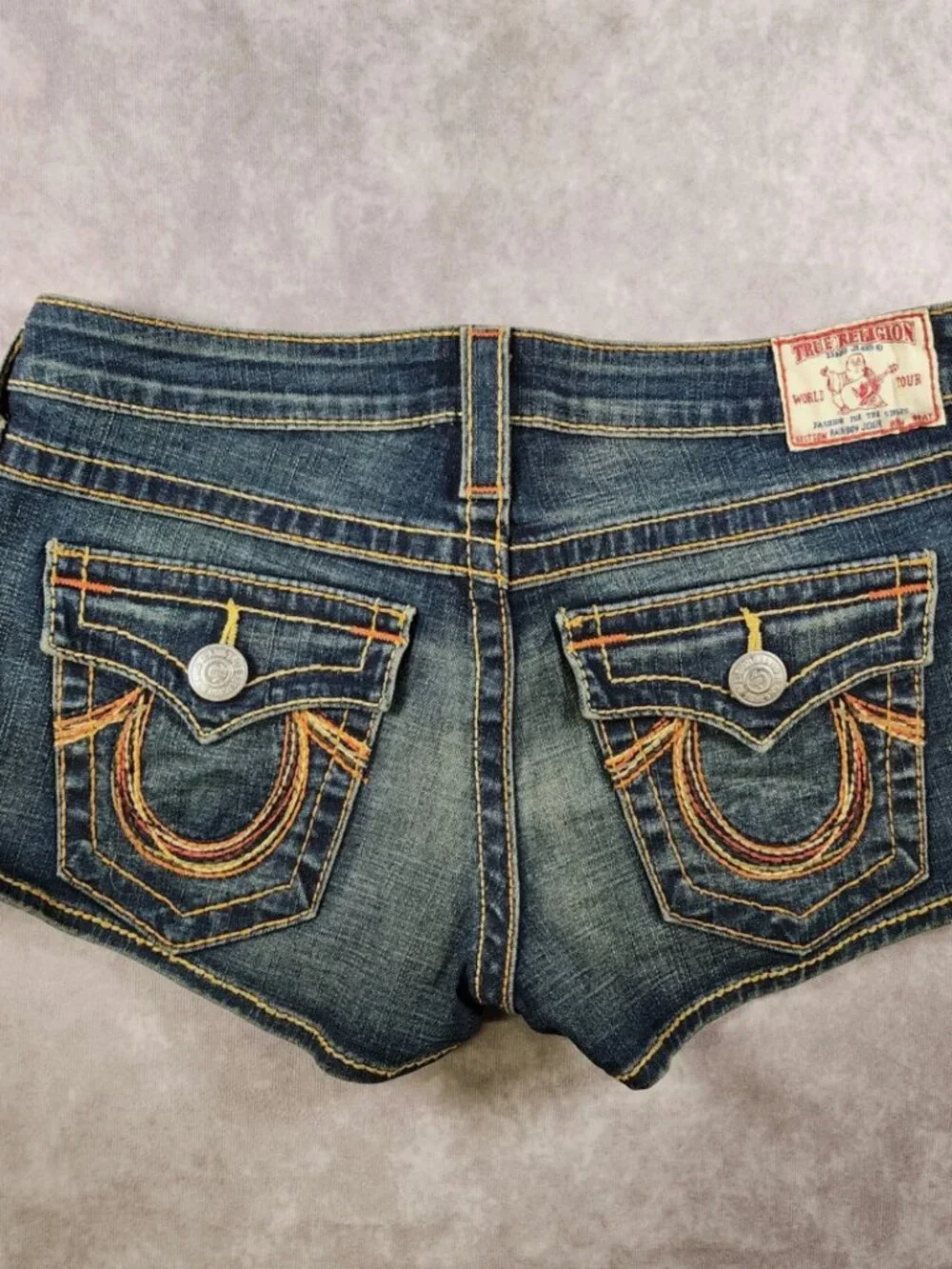 True Religion Rainbow Josie Shorts 27 Deadstock Y2k Made Usa Low Rise